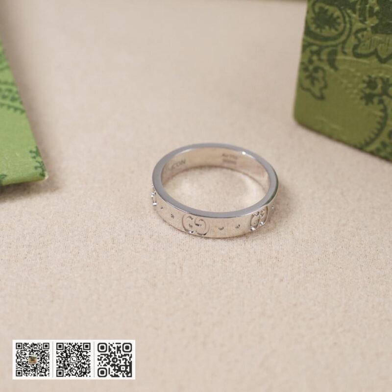通体925纯银 Gucci 双g字母光面戒指Icon系列(559A) - Image 4