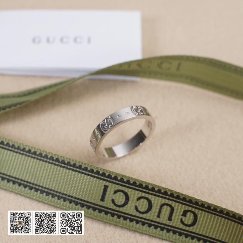 通体925纯银 Gucci 双g字母光面戒指Icon系列(559A) - Image 7