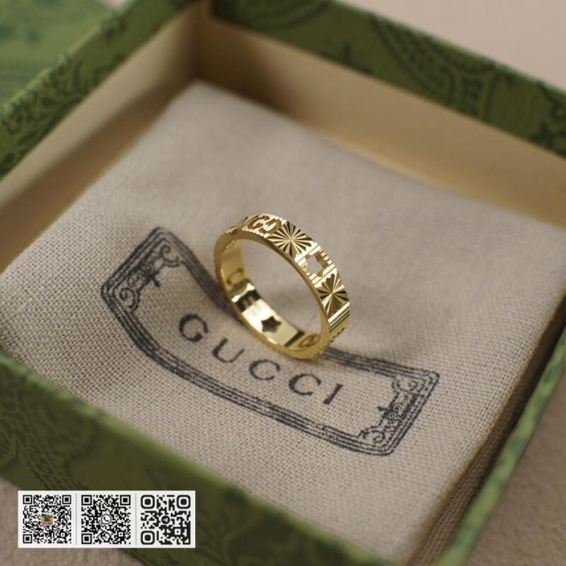 通体925纯银 Gucci 字母镂空双g星星戒指Icon系列(0A24) - Image 3
