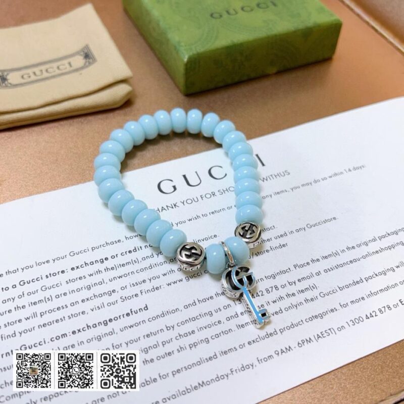 Gucci 手链男女同款最新玛瑙蓝珠手链(5022)