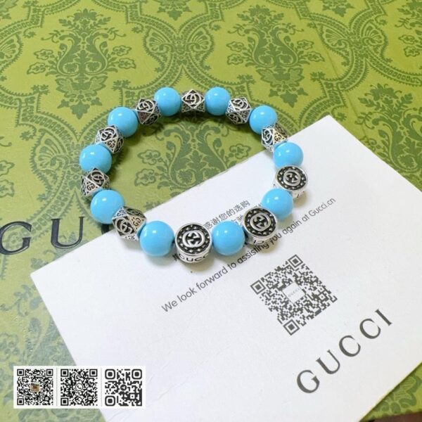 Gucci 手链男女同款 最新款天然石蓝宝 复古件系列手链(77A6)