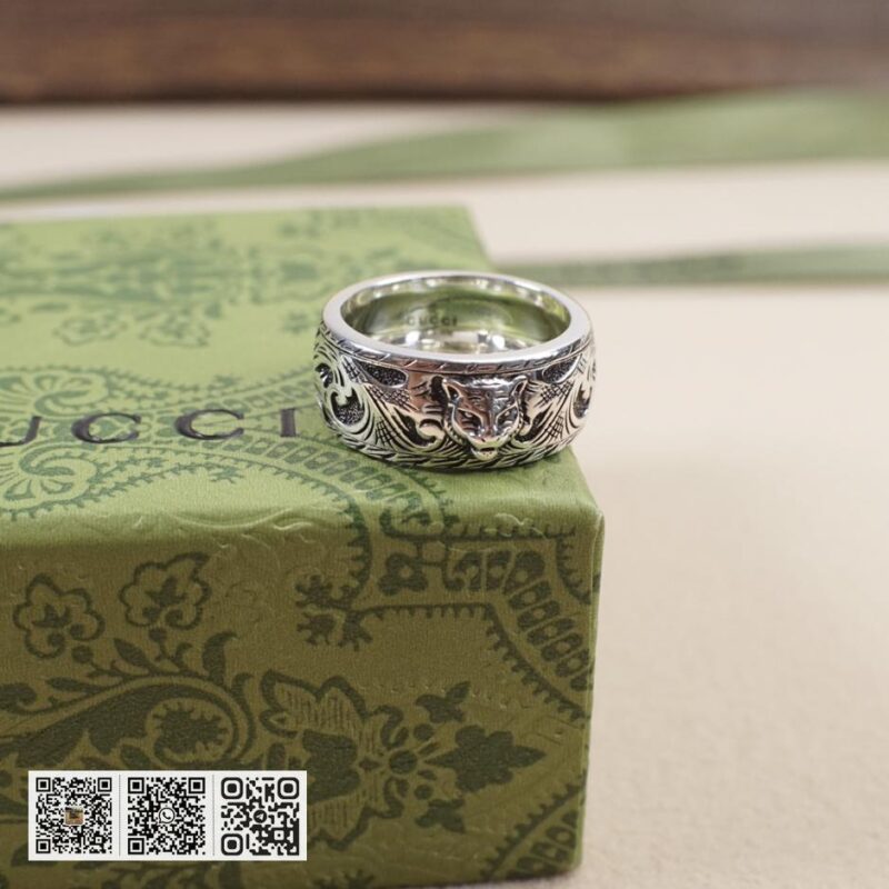 全身925纯银 Gucci 老虎头复古戒指Garden系列(DECD) - Image 5