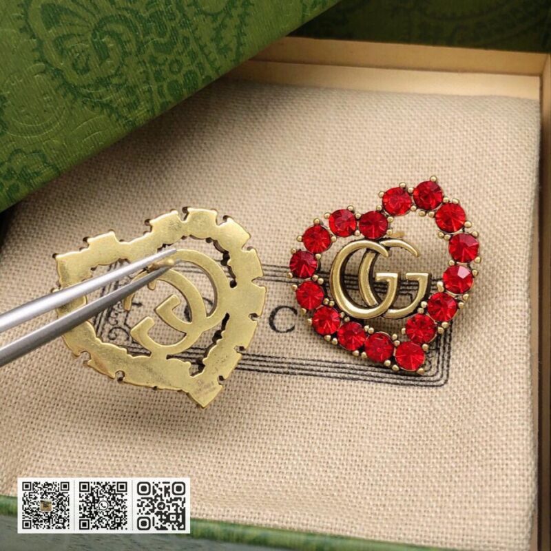 Gucci 新款双G红钻爱心耳环(3D24) - Image 5