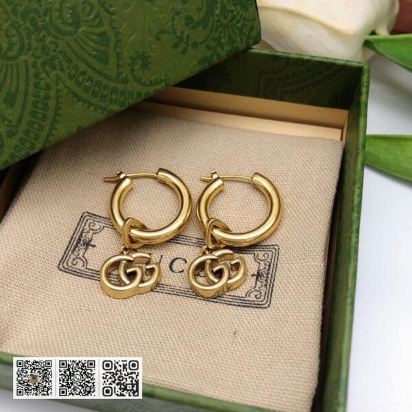 Gucci 光面双G耳环 s925纯银针(DDA9)