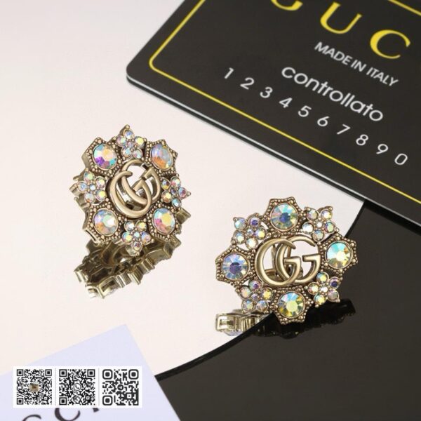 Gucci 双G 耳环 耳夹 925纯银针(956B)