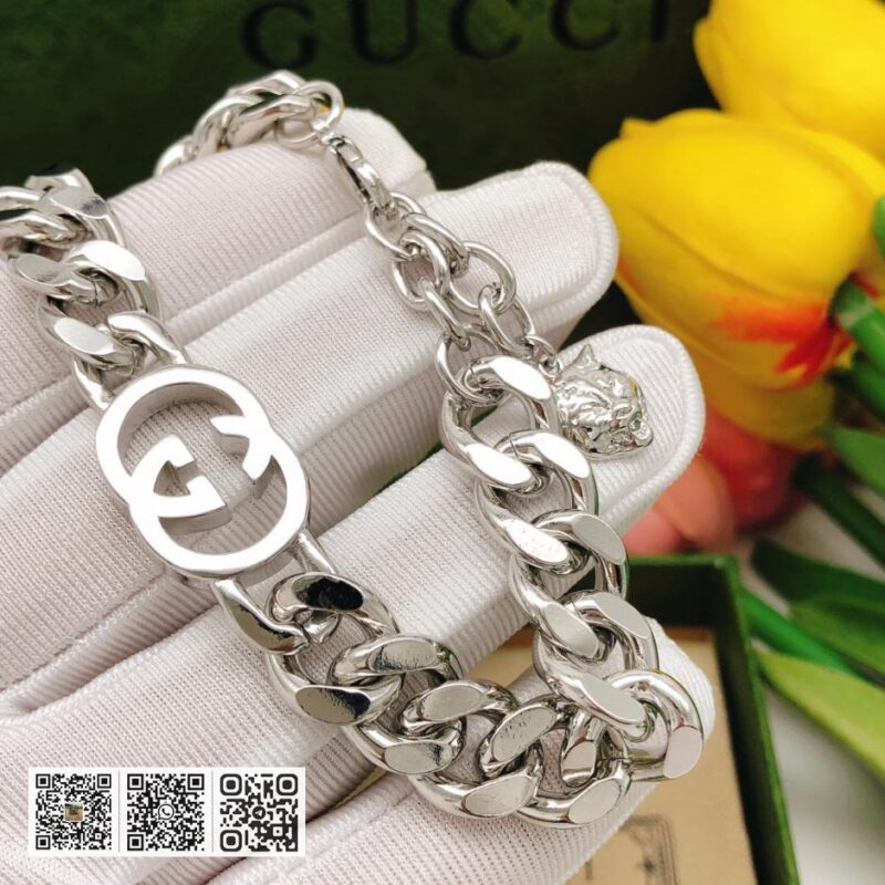 Gucci 全新双G互扣银色手链(37E1) - Image 3