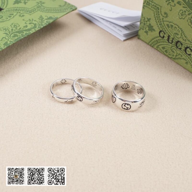 通体925纯银 Gucci 花鸟戒指-爱无畏对戒 情侣戒指花鸟系列(84DB) - Image 4