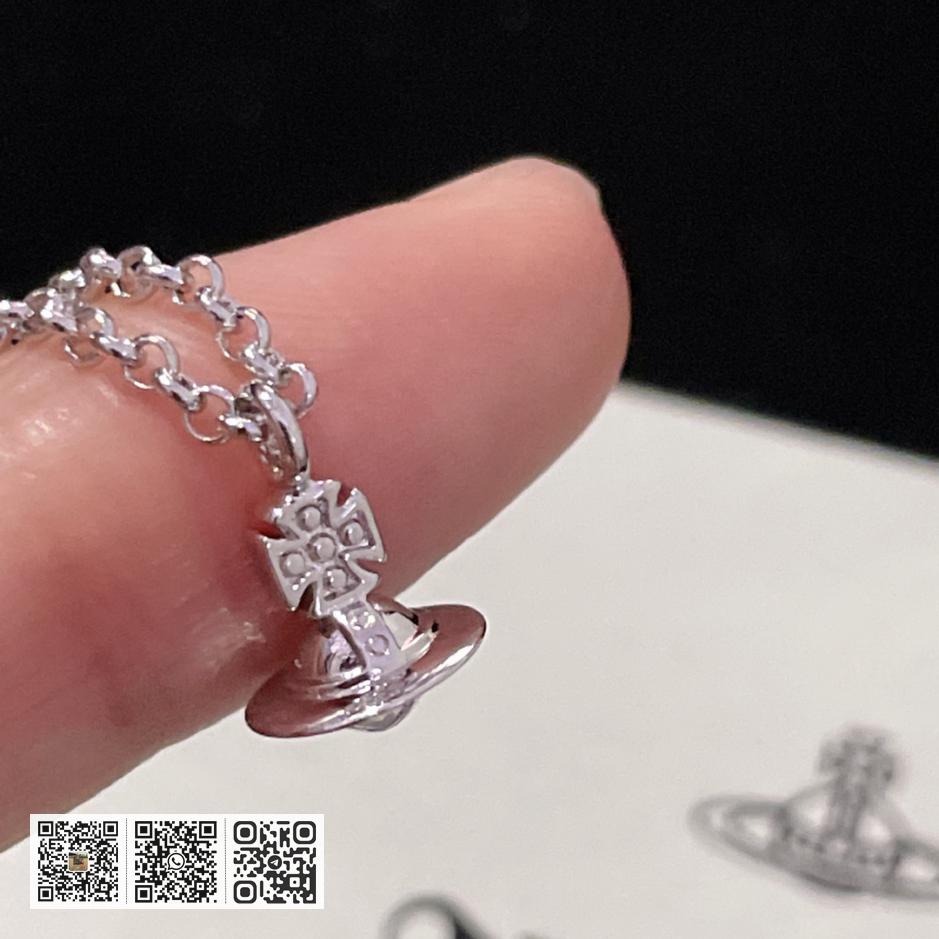 Vivienne Westwood 土星双吊坠项链 手链 (C4F7) - Image 7