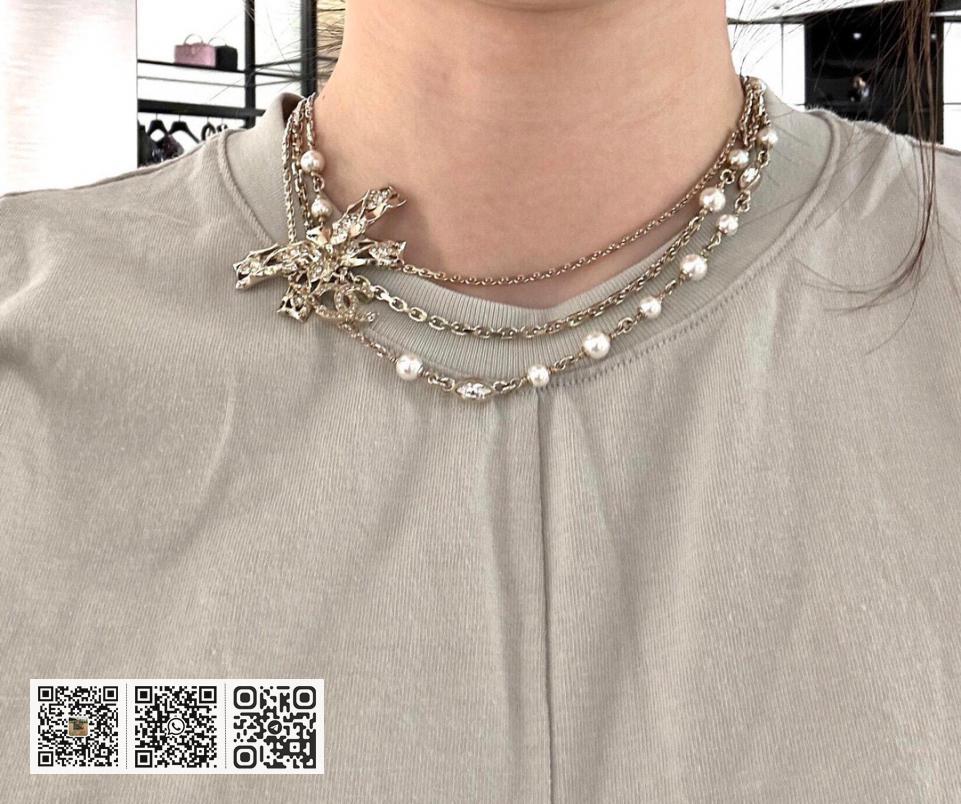 Chanel蝴蝶结choker三层链珍珠项链 - Image 9