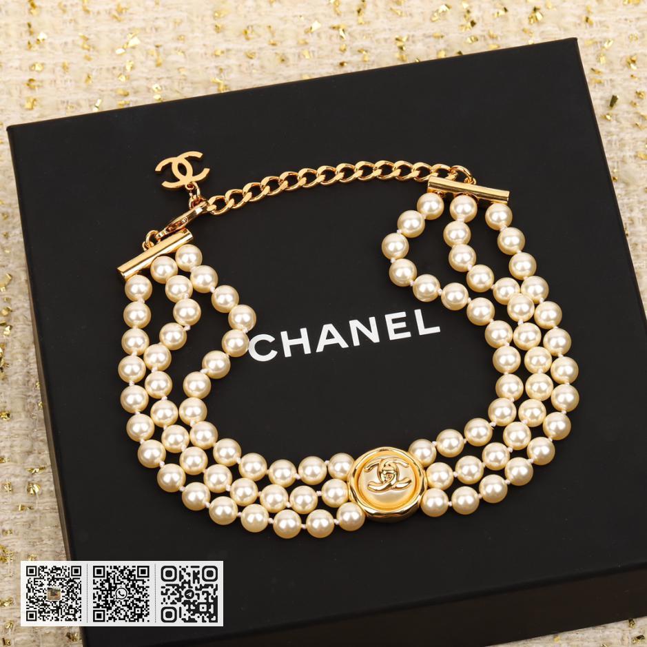 Chanel 纽扣双C珍珠项链 - Image 2