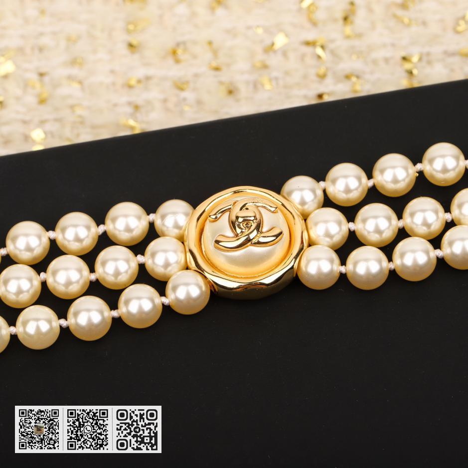 Chanel 纽扣双C珍珠项链 - Image 3