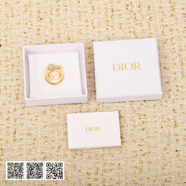 Dior大小珠满钻开口戒指