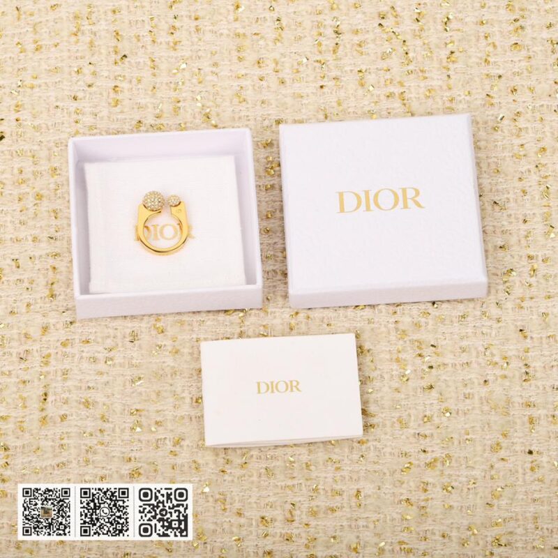 Dior大小珠满钻开口戒指