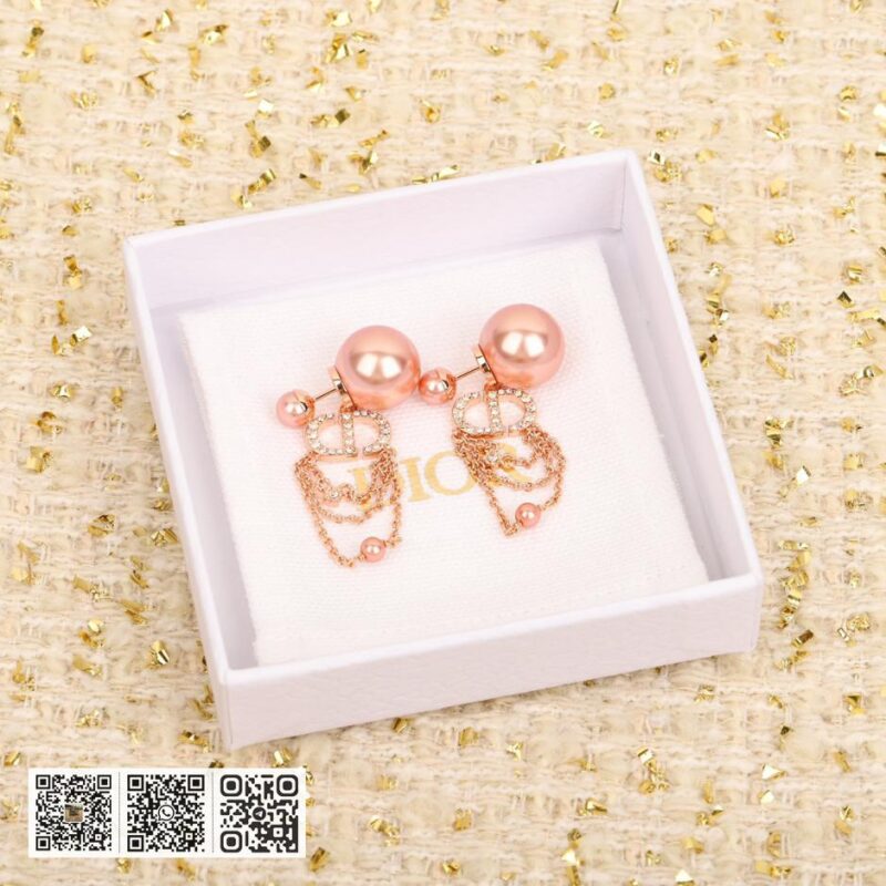 Dior cd三层流苏双珠耳环 - Image 2