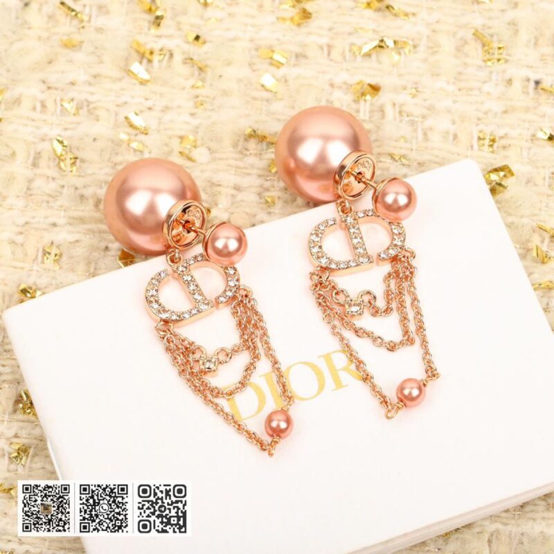 Dior cd三层流苏双珠耳环 - Image 3