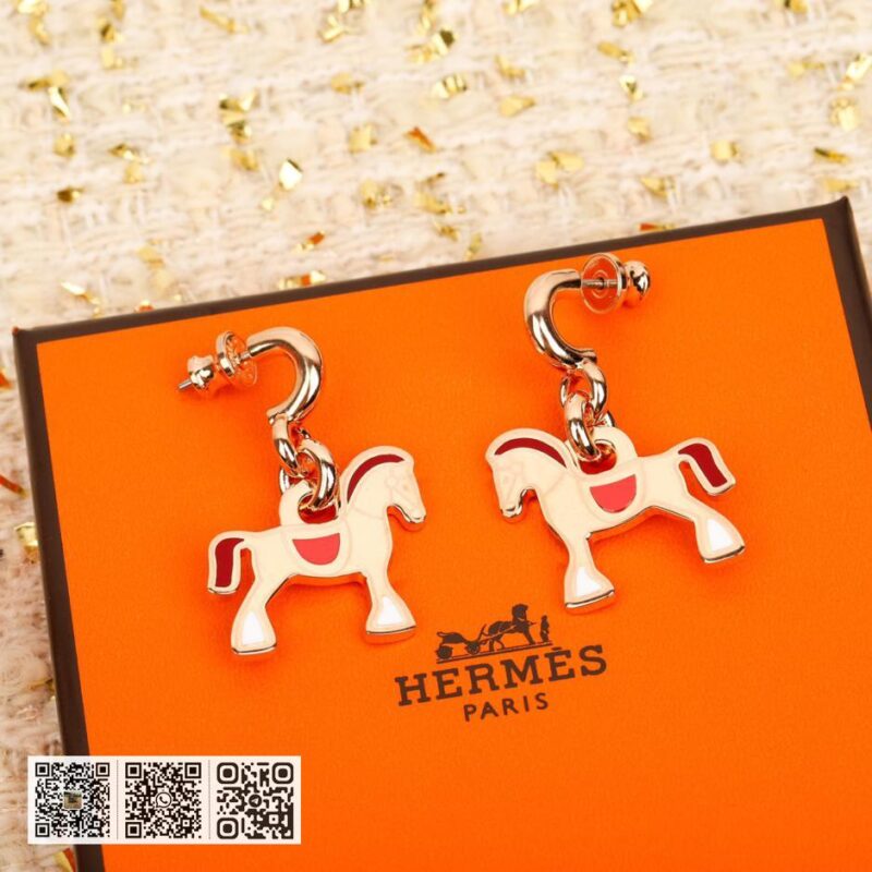 Hermes 小马 珐琅滴油耳环 - Image 6