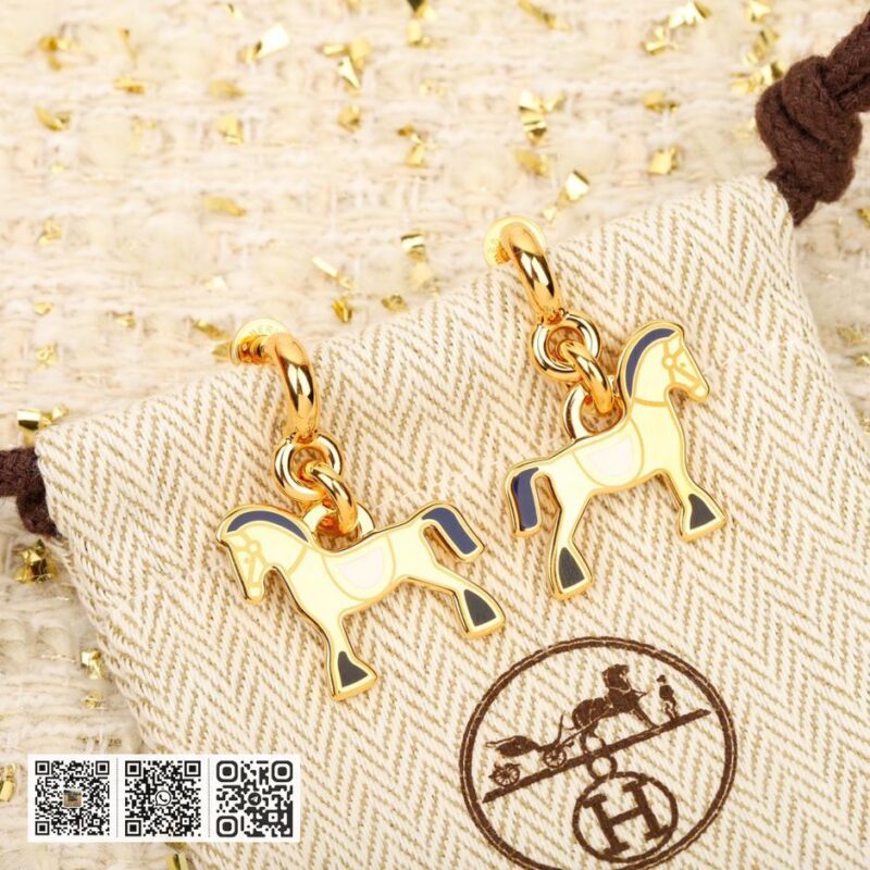 Hermes 小马 珐琅滴油耳环 - Image 4