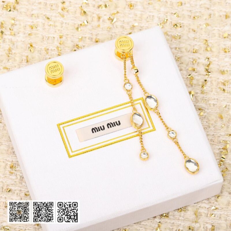 Miu Miu 新款流苏水钻耳环 - Image 2