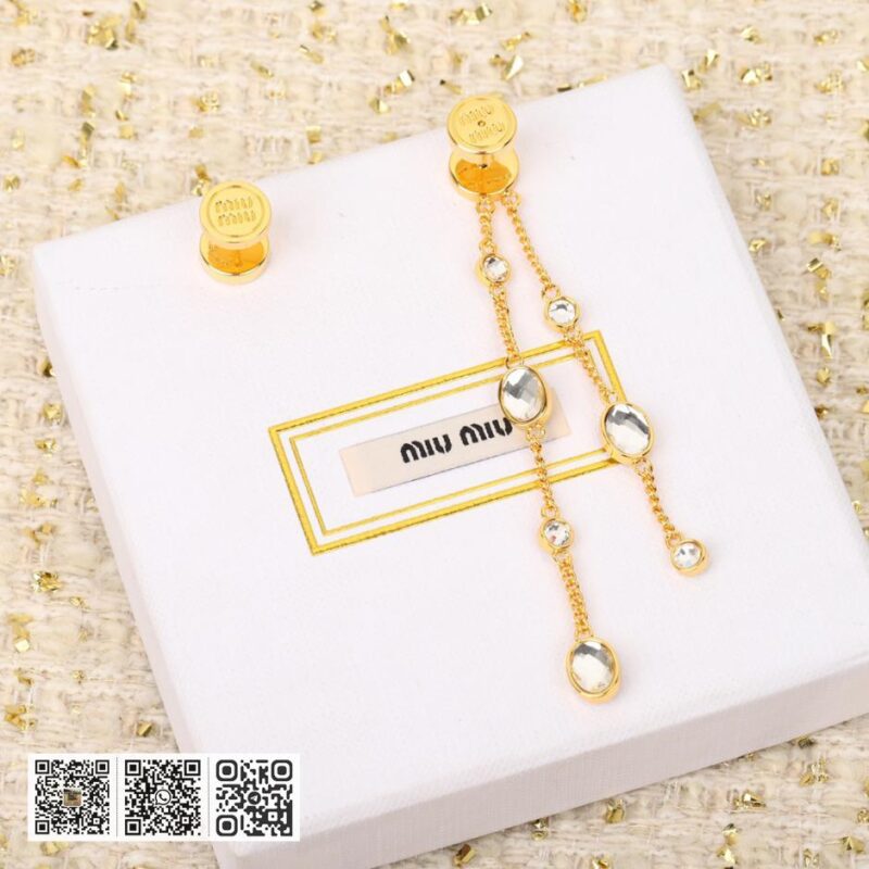 Miu Miu 新款流苏水钻耳环 - Image 3