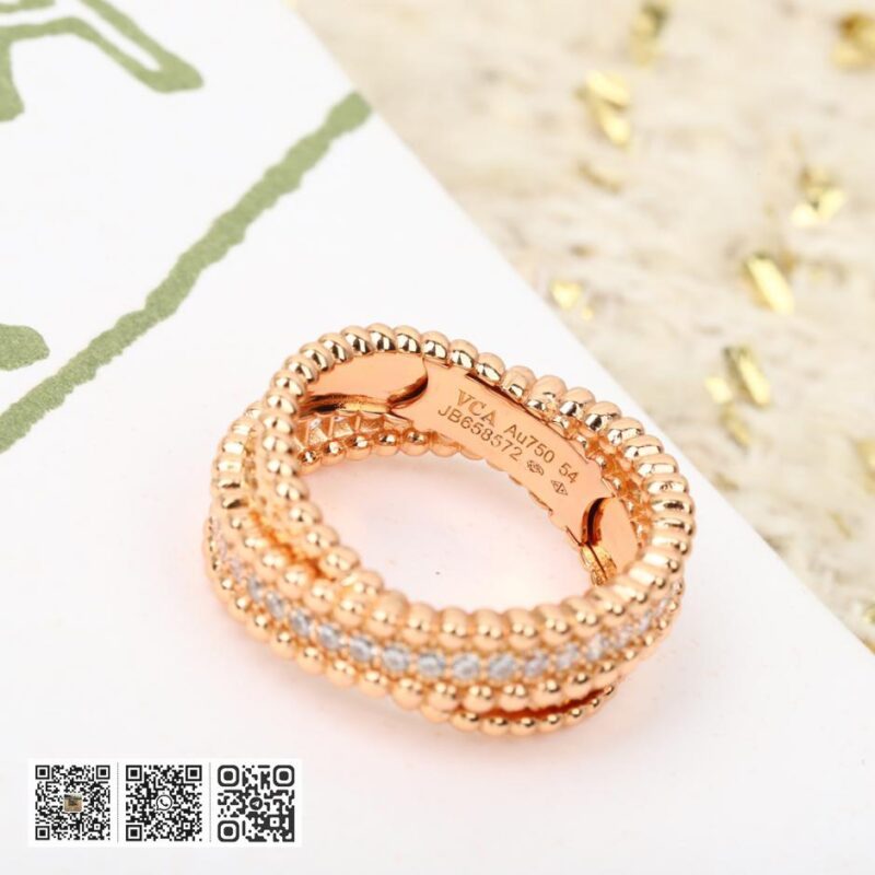 Van Cleef &038; Arpels 梵克雅宝 Perlée 钻石双戒指 - Image 4