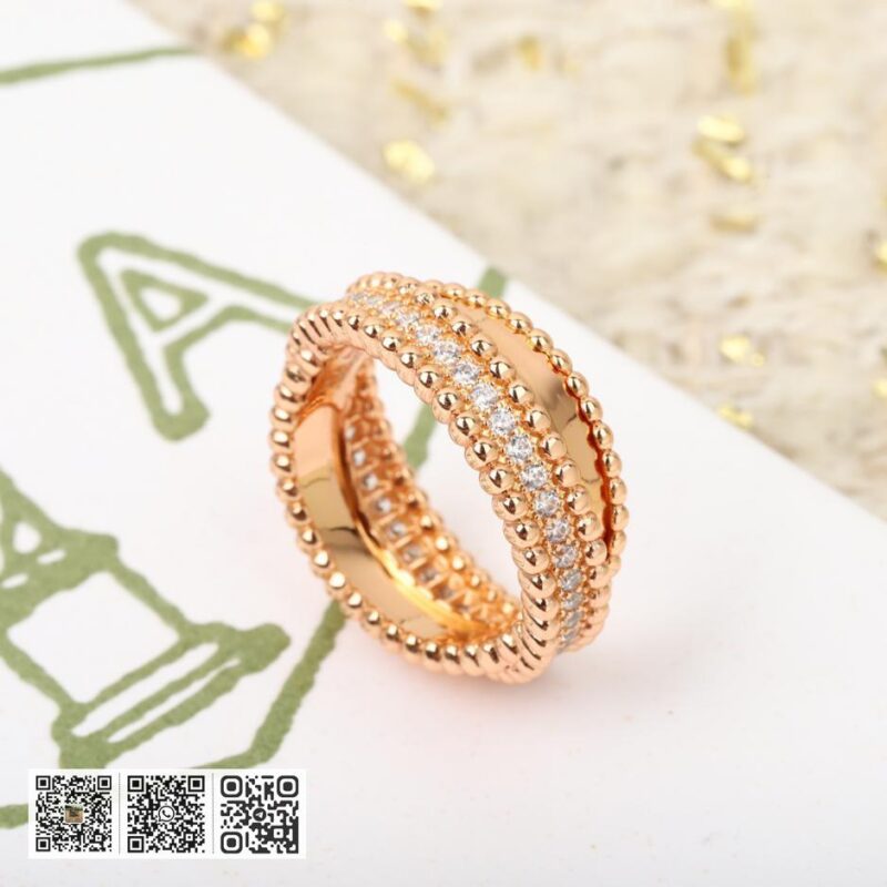 Van Cleef &038; Arpels 梵克雅宝 Perlée 钻石双戒指 - Image 5