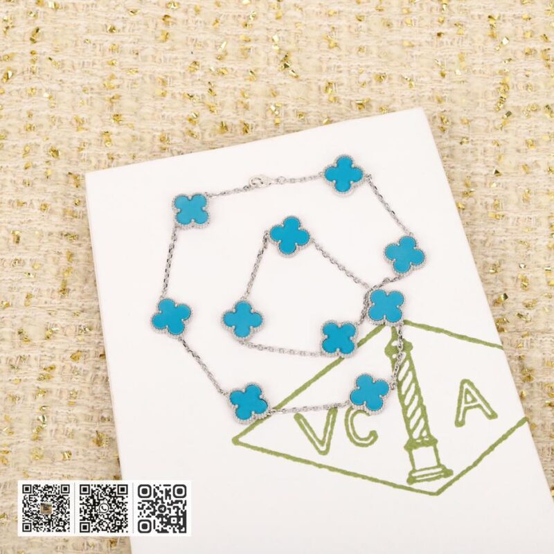 Van Cleef &038; Arpels 蓝松石十花项链 可订做真金真钻 - Image 3