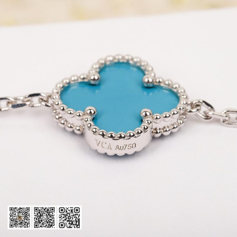 Van Cleef &038; Arpels 蓝松石十花项链 可订做真金真钻 - Image 6