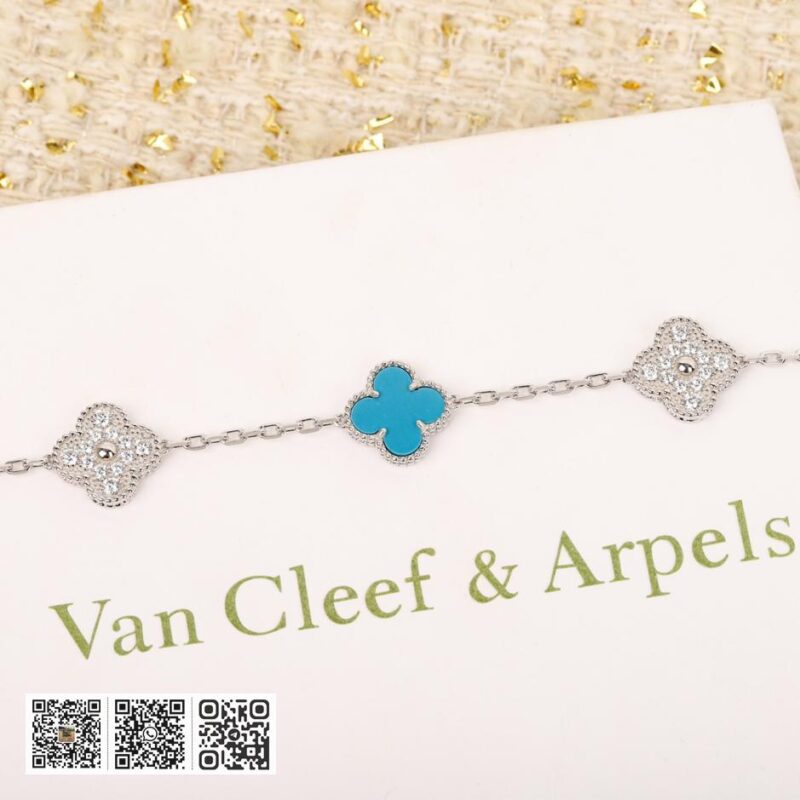 Van Cleef &038; Arpels 蓝松石五花钻手链 可订做18K真金真钻版 - Image 3