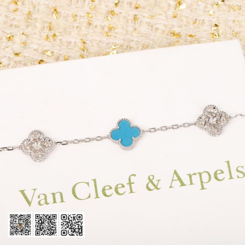 Van Cleef &038; Arpels 蓝松石五花钻手链 可订做18K真金真钻版 - Image 4